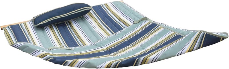 Blue Wave طقم وسادة وحصيرة أرجوحة الاسترخاء الخارجية من جزيرة ريتريت، 77.5” × 52” – وسادة أرجوحة بتصميم شريطي تركوازي ساحلي استبدال مع تعبئة بولي ناعمة، قماش بوليستر مقاوم للعوامل الجوية وروابط متينة - Image 4